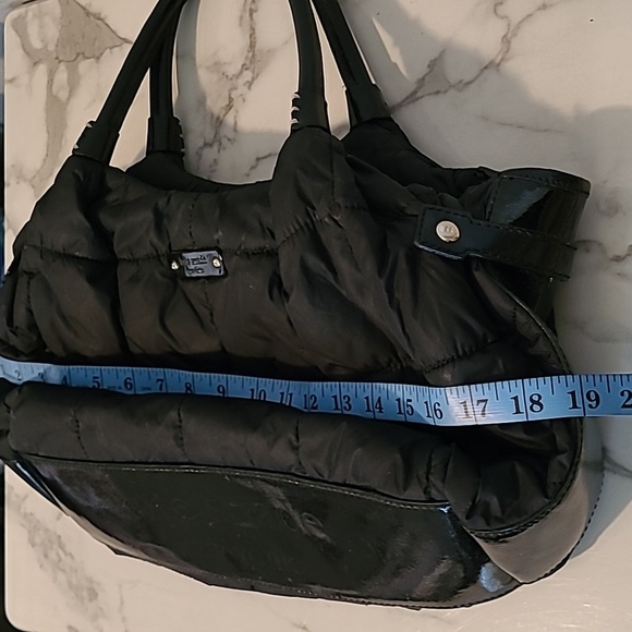 Kate Spade Black Nylon Patent Leather Quilted Puffer Top Handle Shoulder Bag - Picture 12 of 16